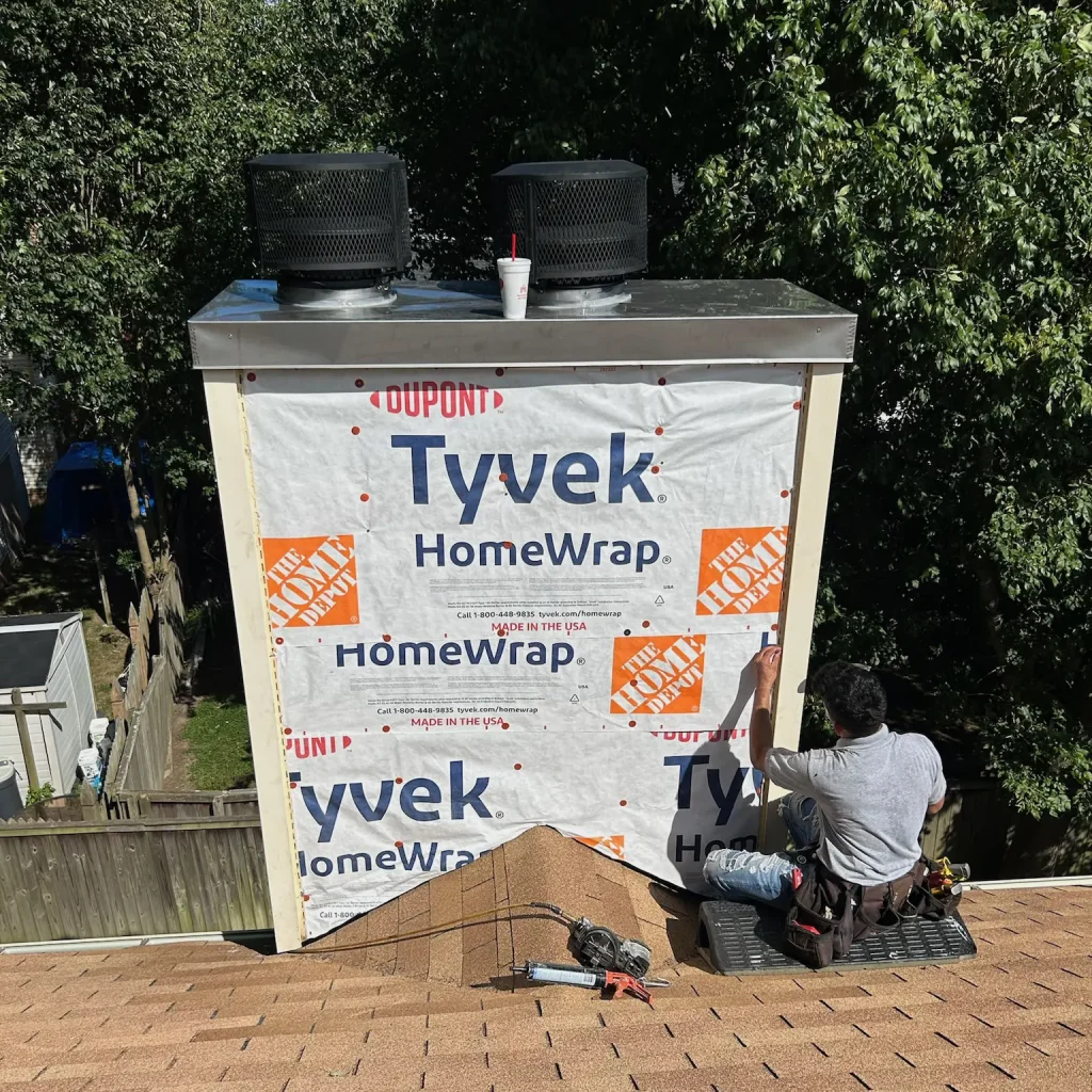 chimney leak repair in Virginia Beach VA behind the chimney siding
