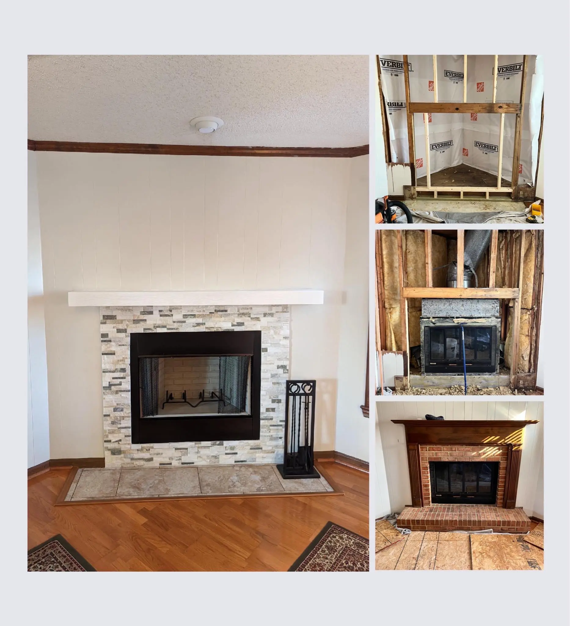 new prefab fireplace installation in Virginia Beach, VA with tile hearth and tile face