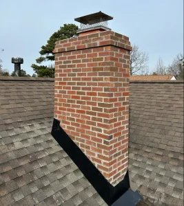 Chimney leak repair in Chesapeake, VA with flashing and masonry restoration
