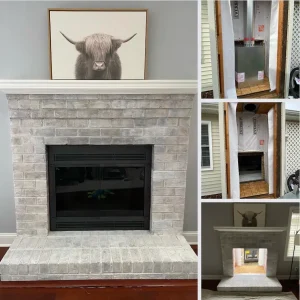 A wood burning fireplace replacement by Premier Chimney and Roofing.