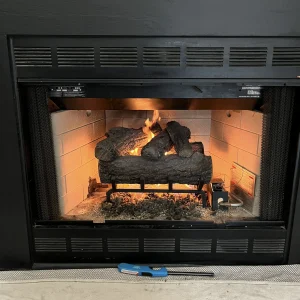 Clean and operational gas fireplace in Hampton, VA following a full repair service to fix ignition and flame issues.