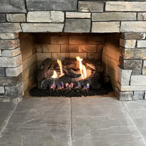 After photo of a gas fireplace in Virginia Beach following full-service cleaning, inspection, and gas control system tuning.