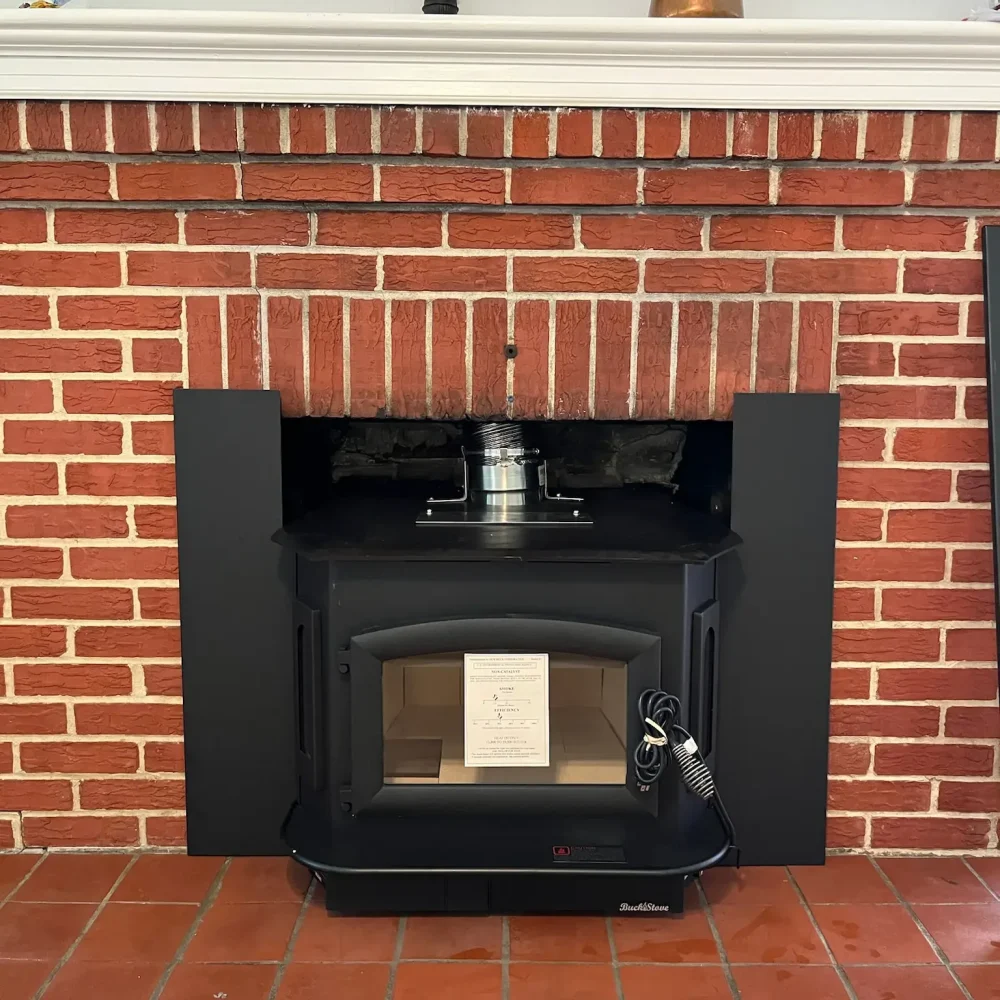 Wood stove installation in Virginia Beach by Premier Chimney and Roofing