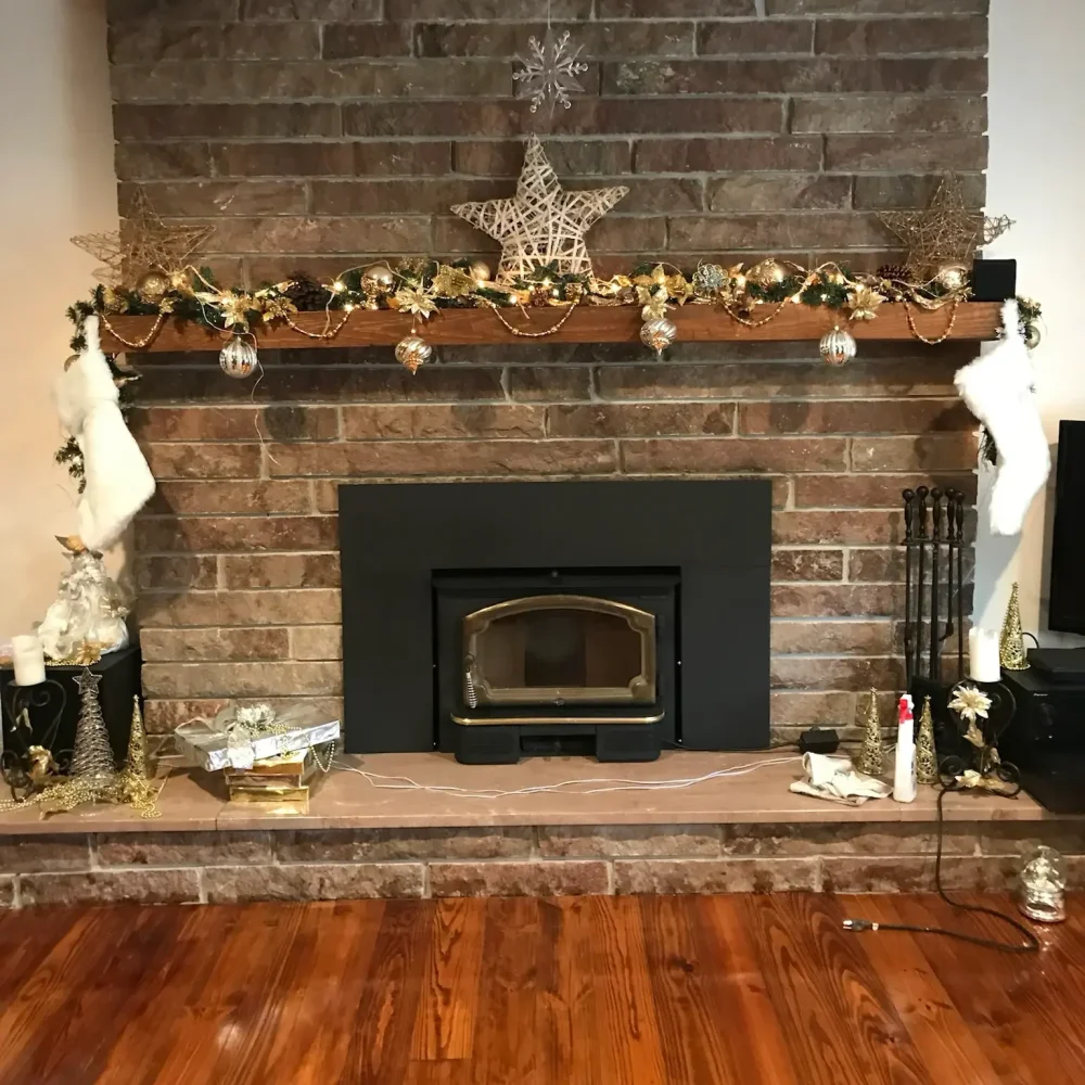 Wood stove installation in Virginia Beach by Premier Chimney and Roofing.