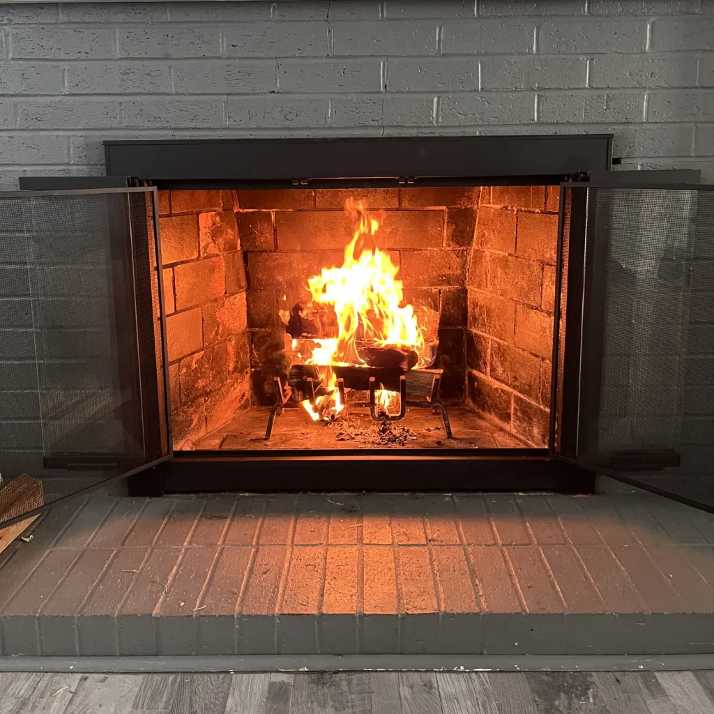 A test fire in progress after a range of chimney services near me were performed for safety you can trust.