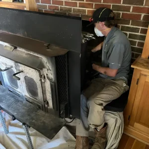 A chimney cleaning in Virginia Beach for a wood stove insert.