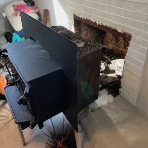 A chimney cleaning in Virginia Beach for a wood stove insert.