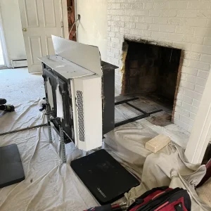 A chimney cleaning in Virginia Beach for a wood stove insert.