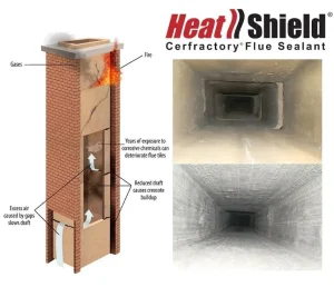 A chimney relining diagram by Premier Chimney and Roofing.