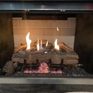 Clean and operational gas fireplace in Hampton, VA following a full repair service to fix ignition and flame issues.