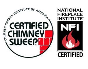 Official CSIA Certified Chimney Sweep® and NFI Certified Gas Specialist® credentials representing nationally recognized certifications in chimney safety and gas fireplace service.
