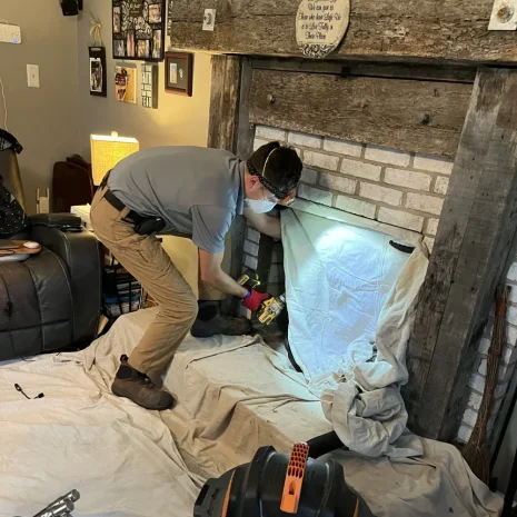 Chimney sweep in Newport News, VA using rotary-powered brushes