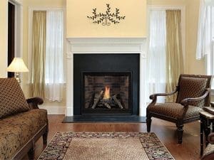 White Mountain Hearth Tahoe Premium Clean-Face Traditional fireplace with Rustic Brick liner
