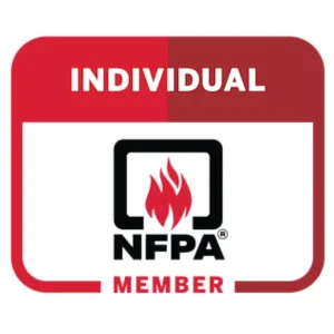 NFPA member badge representing National Fire Protection Association membership for Premier Chimney and Roofing in Virginia Beach, VA