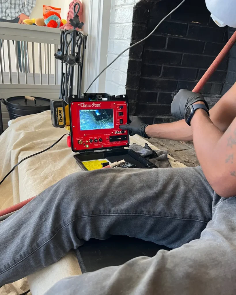 Chimney video scan inspection showing internal flue condition during Level 2 chimney inspection in Virginia Beach VA