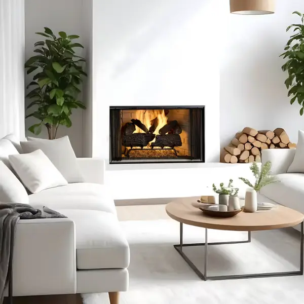 Majestic Royalton wood-burning fireplace with clean-face design and traditional brick interior