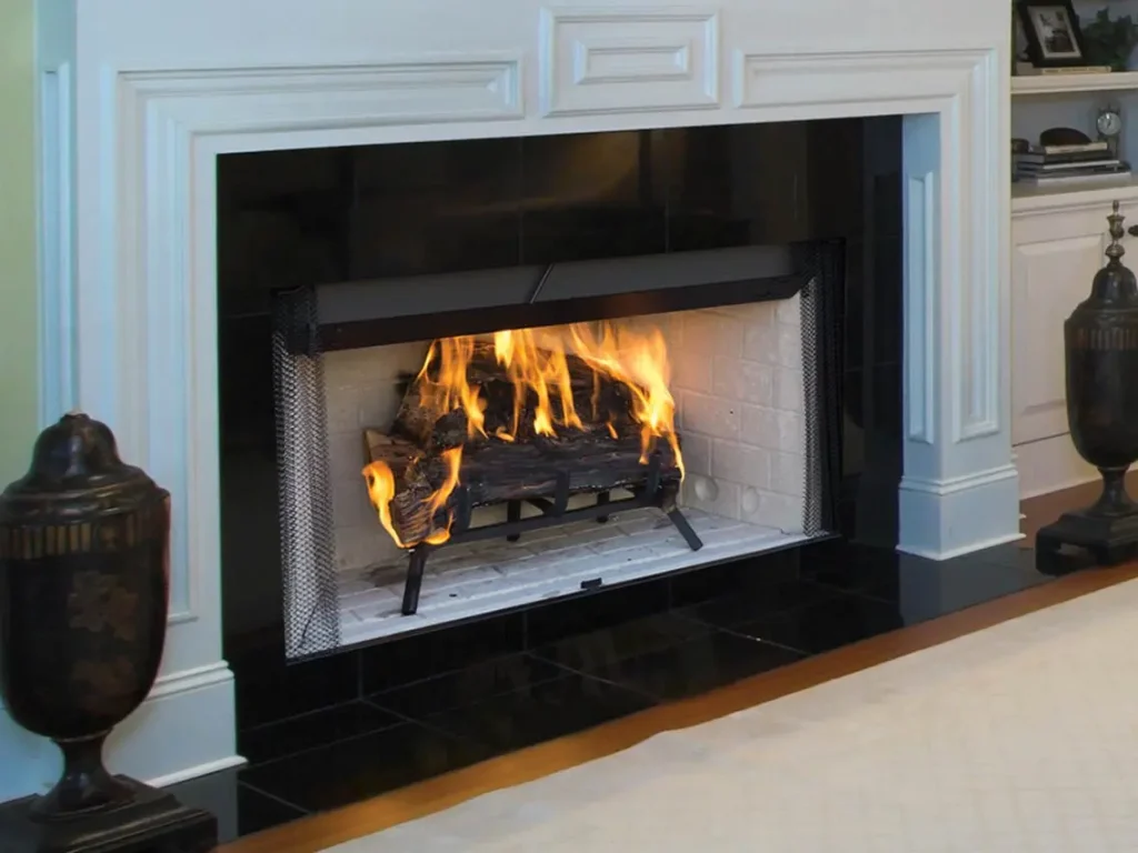 Superior WRT/WCT 3000 Series wood-burning fireplace with large viewing area and traditional mantel