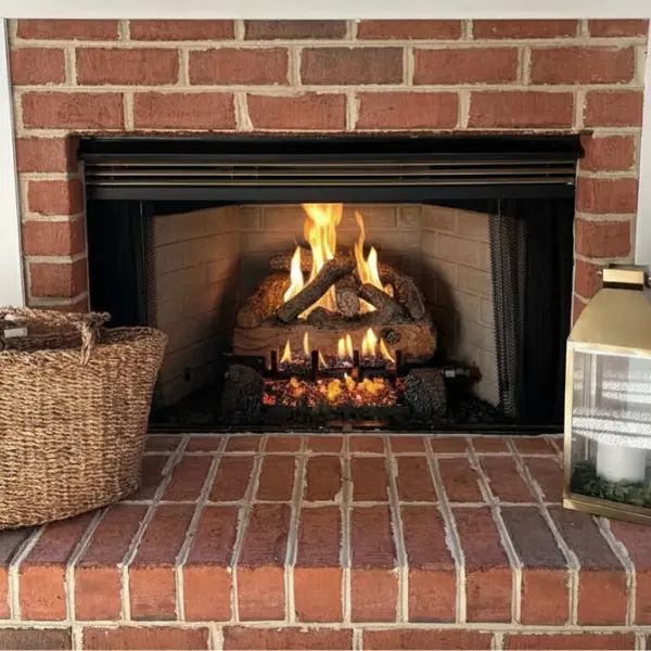 Ventless gas log installation in an existing masonry fireplace